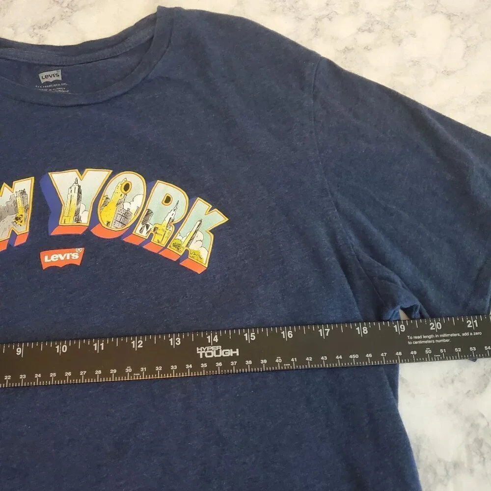 Levi's‎ Tshirt Mens Large L New York Graphic Tee Navy Blue Soft Brushed cotton
